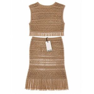 NWT SIMORRA Crochet Fringe Set, Top & Skirt